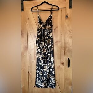 Pink Lily Black and Cream Floral Backless Dress